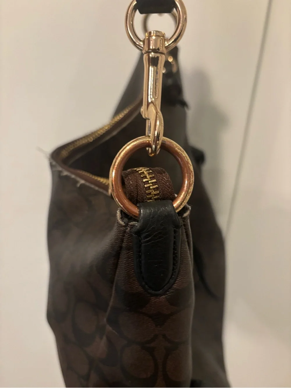 Coach Brown Signature Shoulder Hobo with Gold Hardware